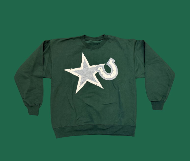 Crewneck w/ Patchwork Star and Horseshoe